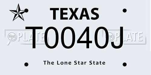 T0040J Texas License Plate