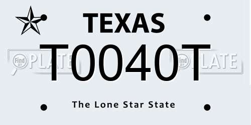 T0040T Texas License Plate