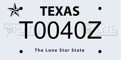 T0040Z Texas License Plate