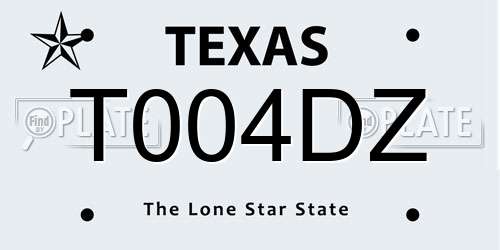 T004DZ Texas License Plate