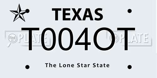 T004OT Texas License Plate