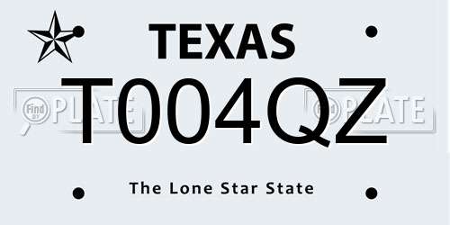 T004QZ Texas License Plate