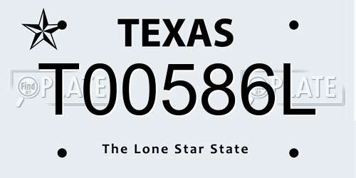 T00586L Texas License Plate