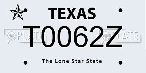 T0062Z Texas License Plate