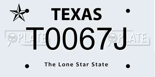T0067J Texas License Plate
