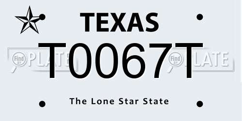 T0067T Texas License Plate
