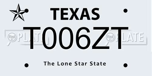 T006ZT Texas License Plate