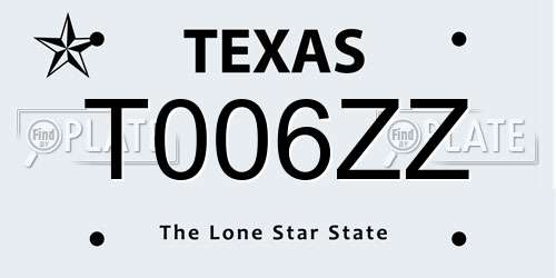 T006ZZ Texas License Plate