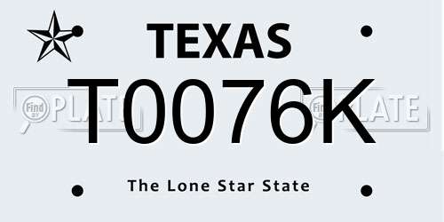 T0076K Texas License Plate