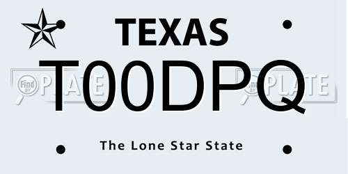T00DPQ Texas License Plate