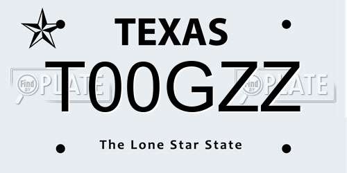 T00GZZ Texas License Plate