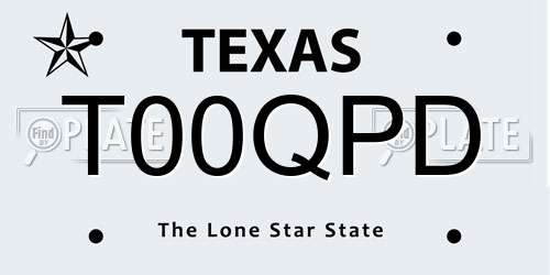 T00QPD Texas License Plate