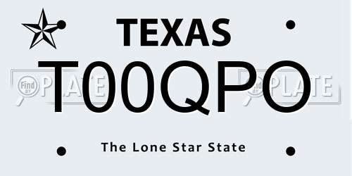 T00QPO Texas License Plate