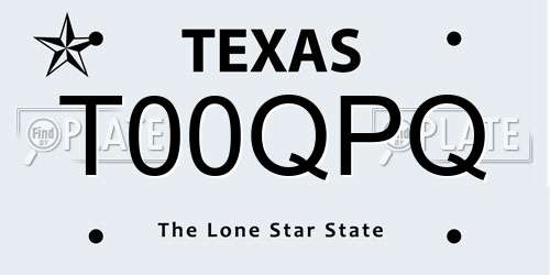 T00QPQ Texas License Plate