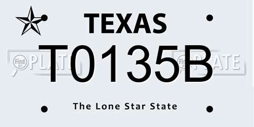 T0135B Texas License Plate