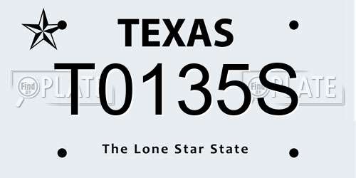 T0135S Texas License Plate