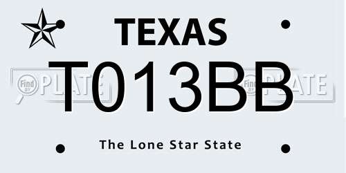 T013BB Texas License Plate