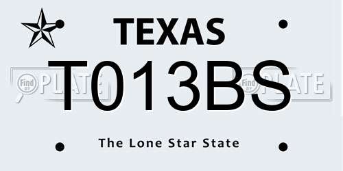 T013BS Texas License Plate
