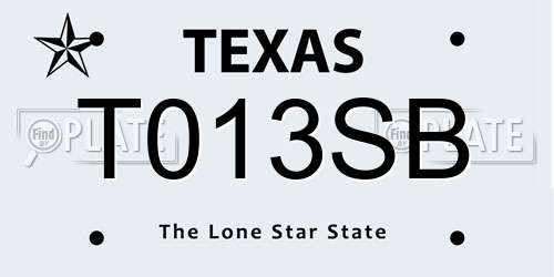 T013SB Texas License Plate