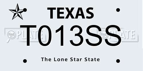 T013SS Texas License Plate