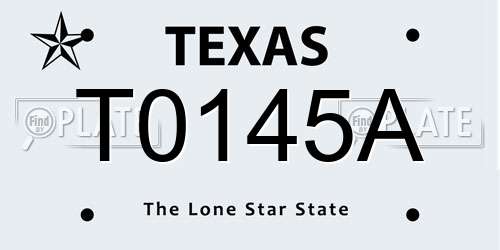 T0145A Texas License Plate