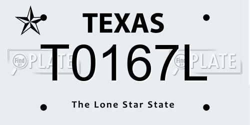 T0167L Texas License Plate