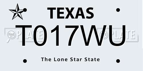 T017WU Texas License Plate