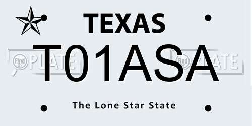 T01ASA Texas License Plate