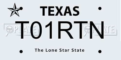 T01RTN Texas License Plate