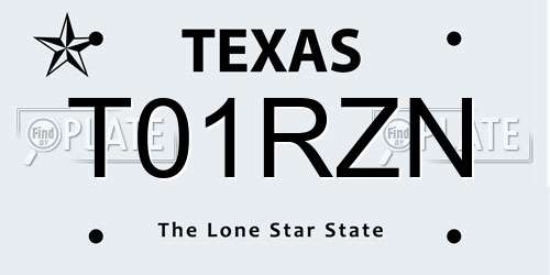 T01RZN Texas License Plate