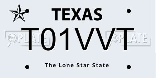 T01VVT Texas License Plate