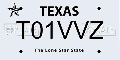 T01VVZ Texas License Plate