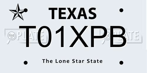T01XPB Texas License Plate