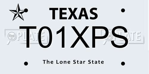 T01XPS Texas License Plate