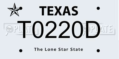 T0220D Texas License Plate
