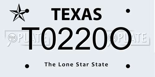 T0220O Texas License Plate