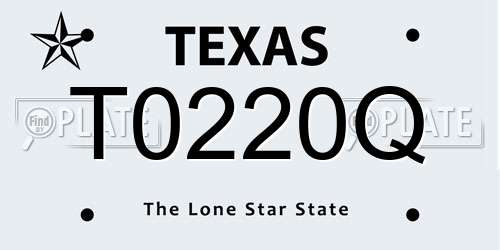 T0220Q Texas License Plate