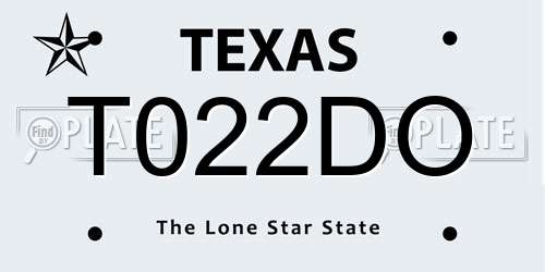 T022DO Texas License Plate