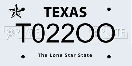 T022OO Texas License Plate