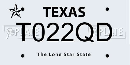T022QD Texas License Plate