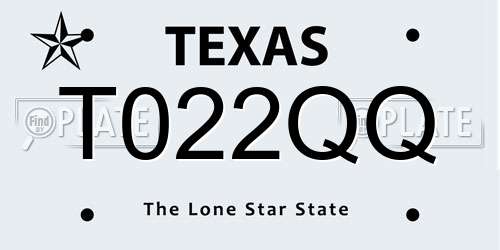 T022QQ Texas License Plate