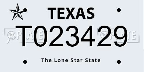 T023429 Texas License Plate