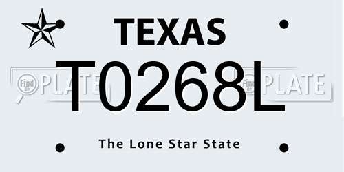 T0268L Texas License Plate