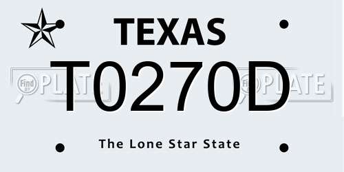 T0270D Texas License Plate