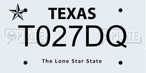 T027DQ Texas License Plate
