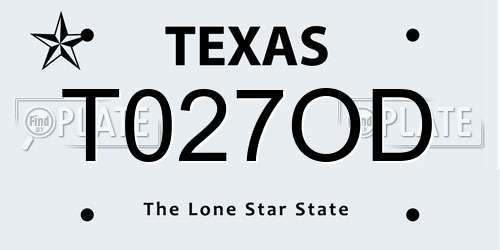 T027OD Texas License Plate
