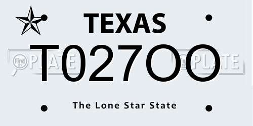 T027OO Texas License Plate