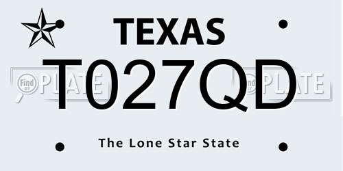 T027QD Texas License Plate