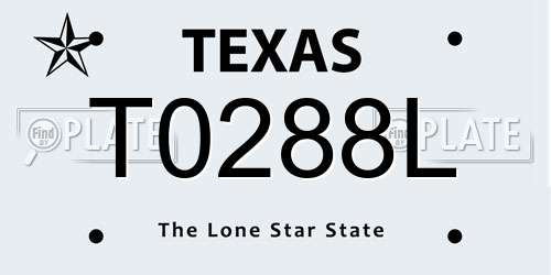T0288L Texas License Plate