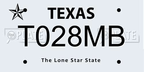 T028MB Texas License Plate